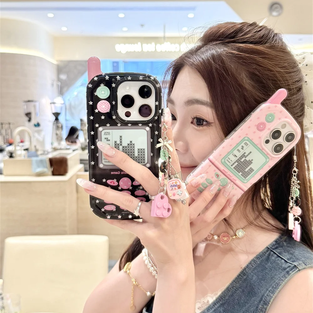 

Kawaii gaming phone case for iPhone 12 13 Pro Max 14 15Pro 16 16 Pro cover cute with charm shockproof cover For Apple 15 13 Pro