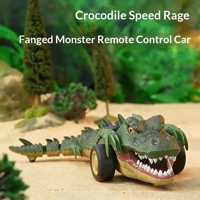 Carro de controle remoto com tema de crocodilo, rotação de 360 graus, brinquedo iluminado para meninos, frequência sem fio 2.4g, novo modelo