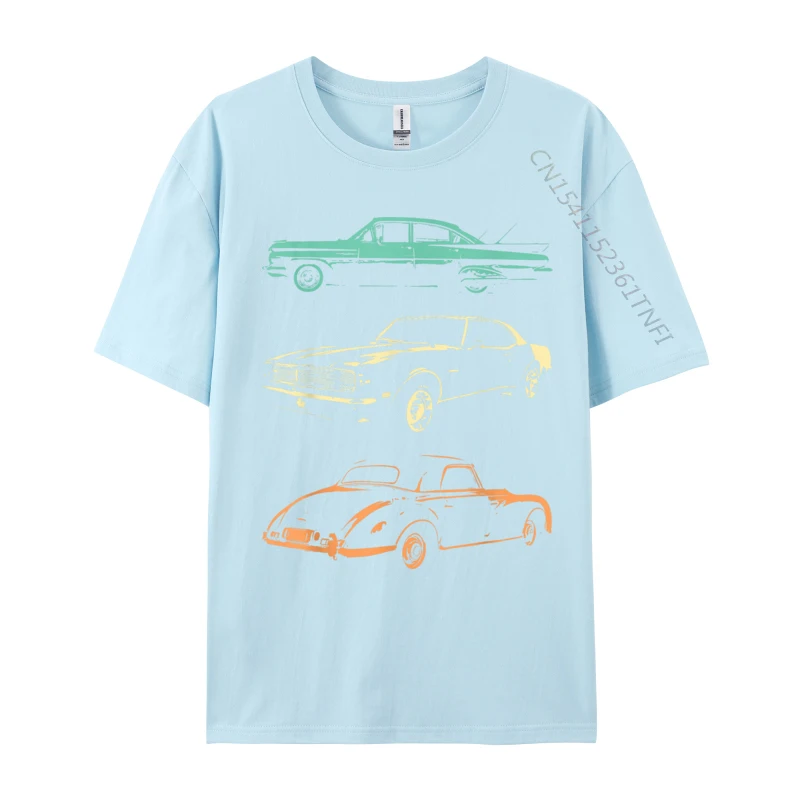 Vintage Cars anni '80 anni '90 Retro Camisa T-shirt di design di lusso da uomo in puro cotone T-shirt Europa T-shirt divertenti Designer Camisa