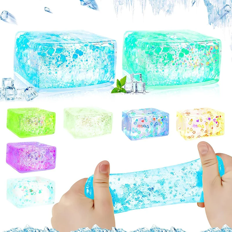 Juguete antiestrés de cubitos de hielo de colores blandos para aliviar el estrés, reductor de estrés de crecimiento lento exprimible divertido para niños y adultos, 1 ud.