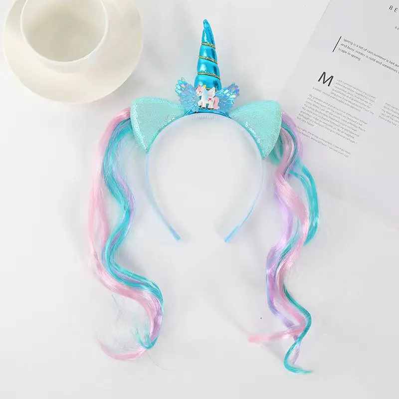 Unicorn 1st Birthday Girl Headband Baby Shower Party Cute Kids Hair Hoop Hairbands Accessories Unicorn Party Decor Headwear