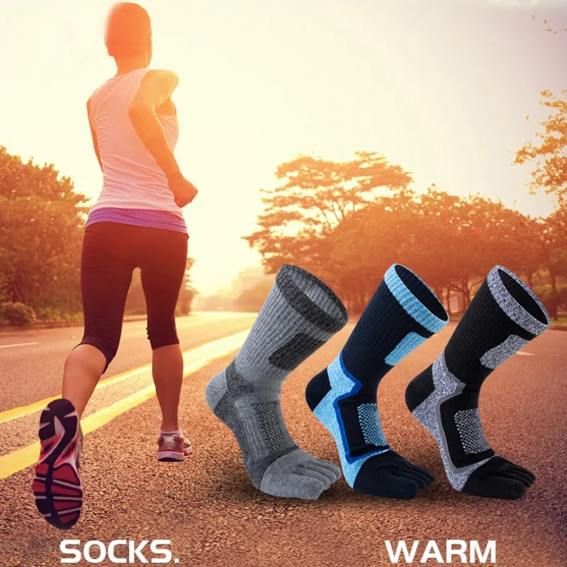 

1/3 Pairs Sweat Absorbing Breathable and Odorless Foot Size Men Five Toe Socks for Spring Running Basketball Fitness and Sports