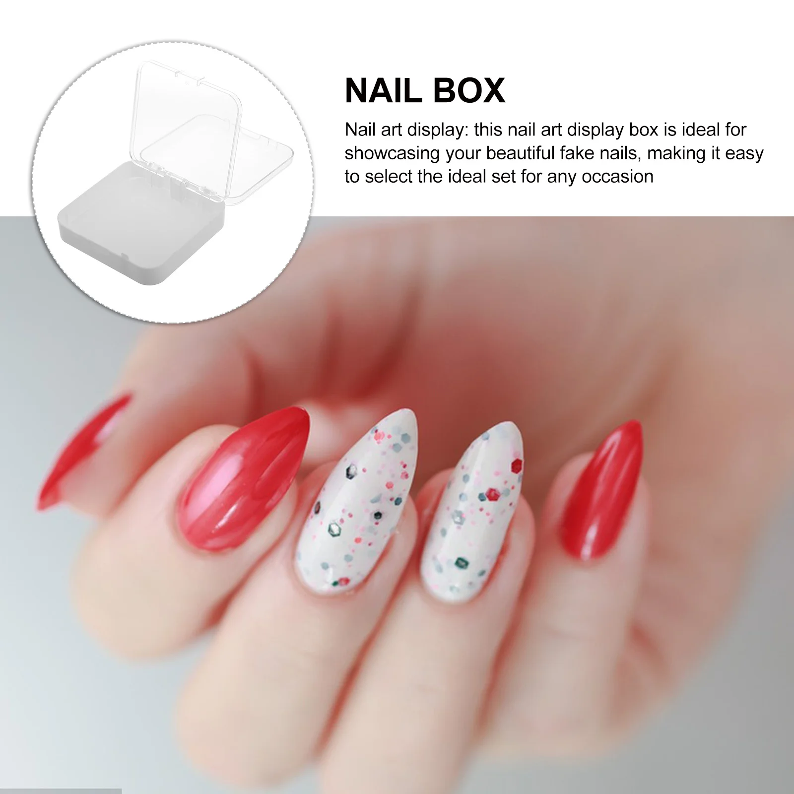 

5pcs Double Layer Storage Organizer For Press On Nails Fake Holder Clear Plastic Container Durable Manicure Tool Storage Box