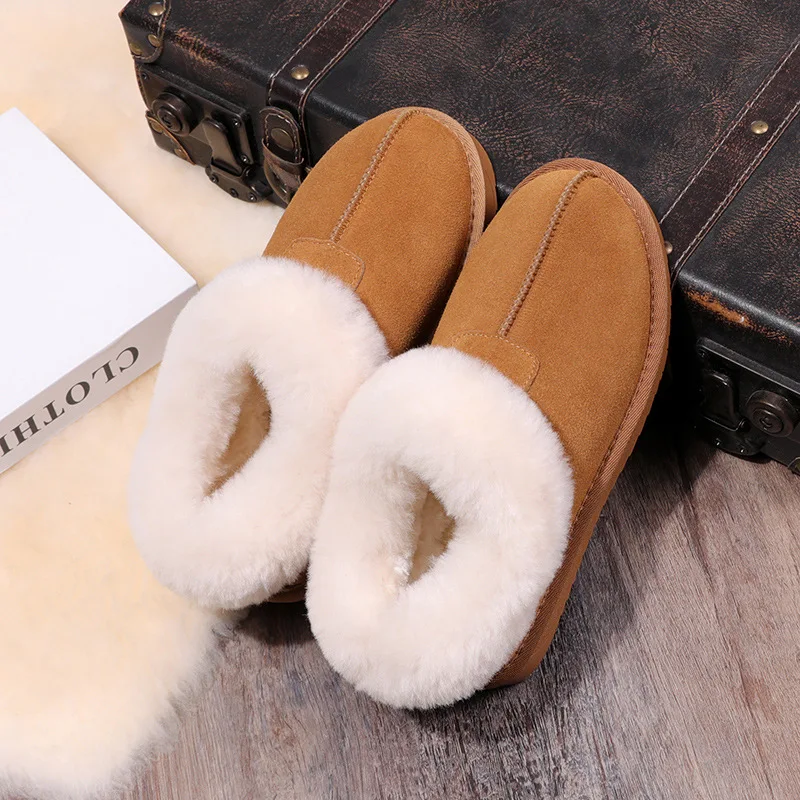 Genuine Leather Snow Wool Boots for Women Double Face Wool Leather Winter Warm Short Suede Women's Cotton-Padded Boots Bread Sho