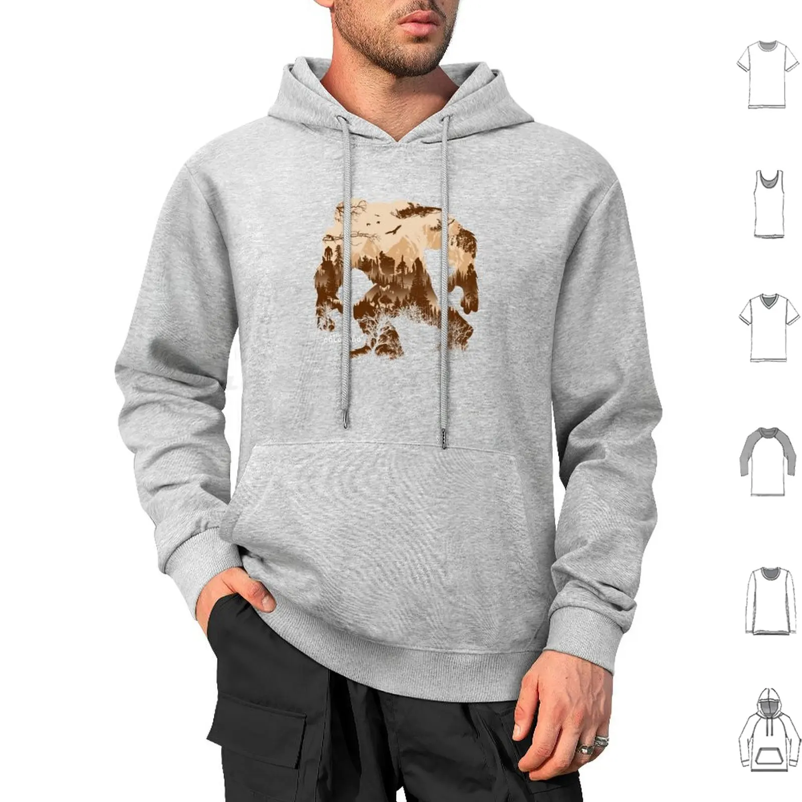 Colorado Caliber Sasquatch Silhouette Hoodie cotton Long Sleeve Colorado Colorado Flag Sasquatch Bigfoot Colorado Mosaic