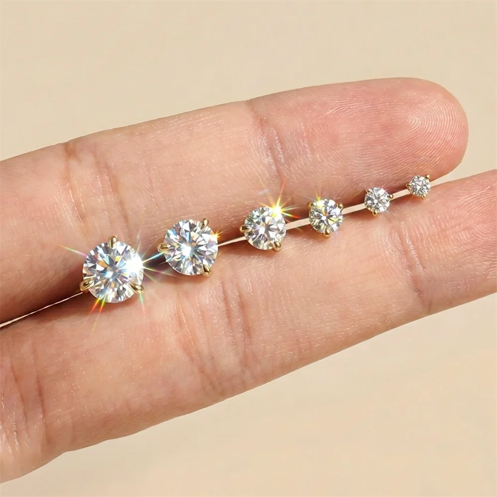 AIDE 925 Sterling Silber 1 Stück Sechsklauen Funkelnder Moissanit Damen Multi-Größen Flacher Rücken Knorpelpiercing Hochzeits-Brautgeschenk – Detail 10