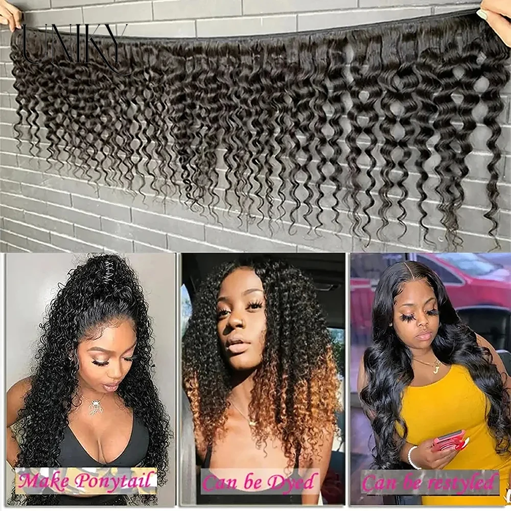 Faisceaux de cheveux à vague profonde avec fermeture à lacet pour femmes, faisceaux de tissage synthétiques, extensions de fermeture à lacet, degré de chaleur naturel, 4x4, 4 pièces