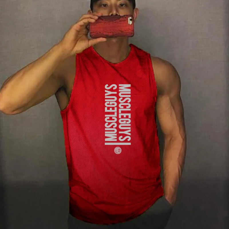 

Bodybuilding Gym Tank Top Workout Fitness Singlet Mesh Quick-Drying Men Clothing Sports Male Summer Running Vest