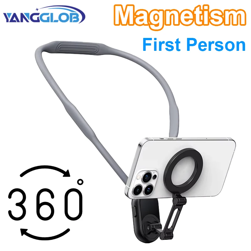 مشبك هاتف مغناطيسي مثبت على الرقبة 360 درجة °   دوران POV الهاتف عقد آيفون 15 14 13 12 11 10 لسامسونج هواوي ملحقات الهاتف