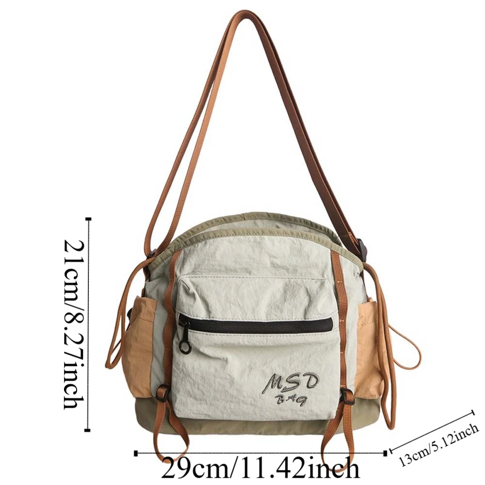 Portable Mountaineering Crossbody Bag Quick Drying Embroidery Outdoor Nylon Shoulder Pouch Adjustable Straps Large Capacity
