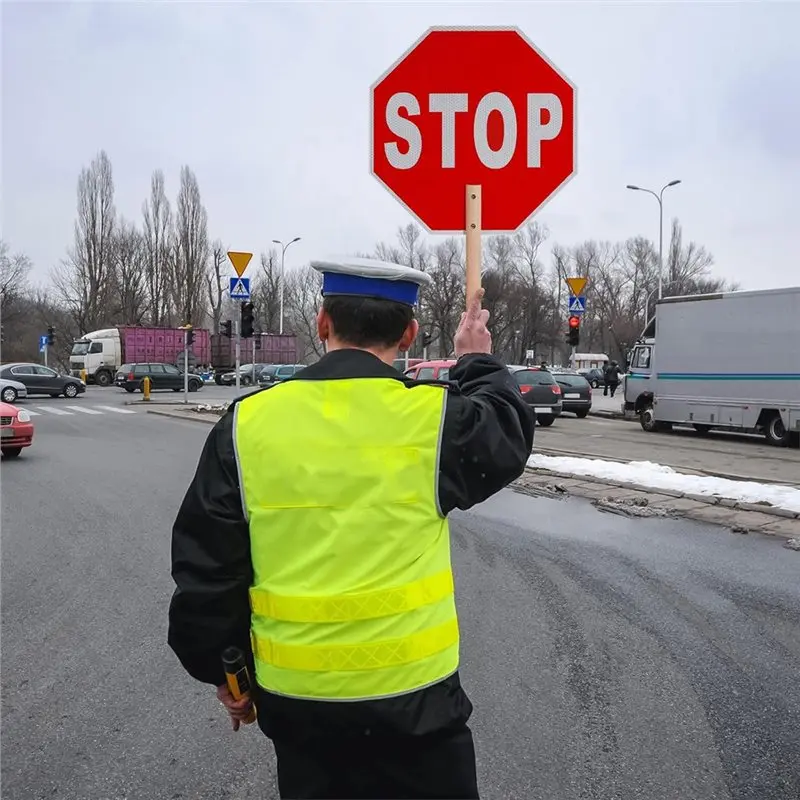 ABJO-Aluminum Rust Free 2Pcs Stop Slow Sign Traffic Double Sided Reflective 13X13 Octagon Crossing Guard Warning Signal