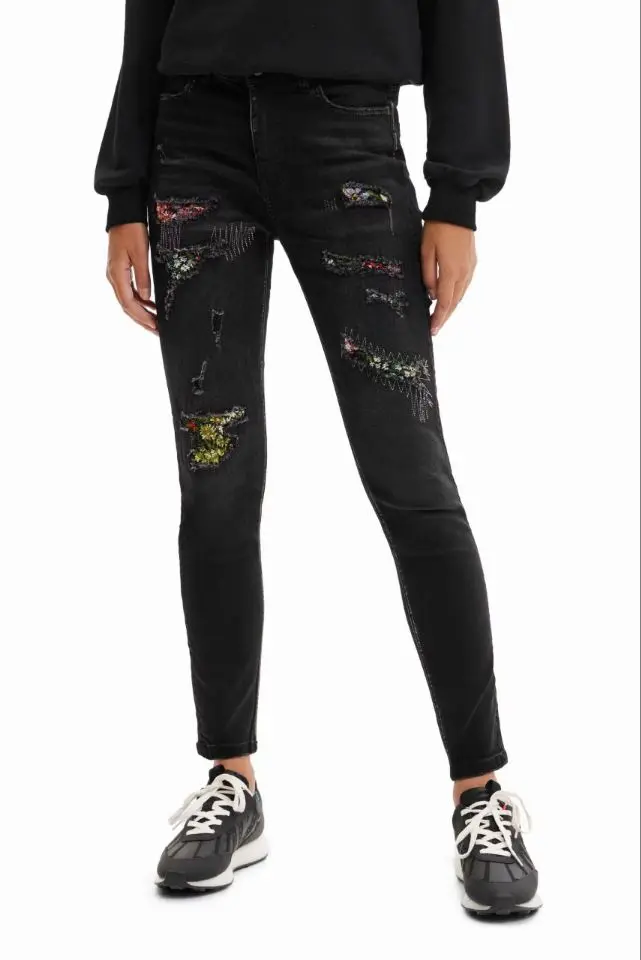 Foreign trade original single Spanish new print embroidery straight leg women jeans fashion hot selling women\'s pants