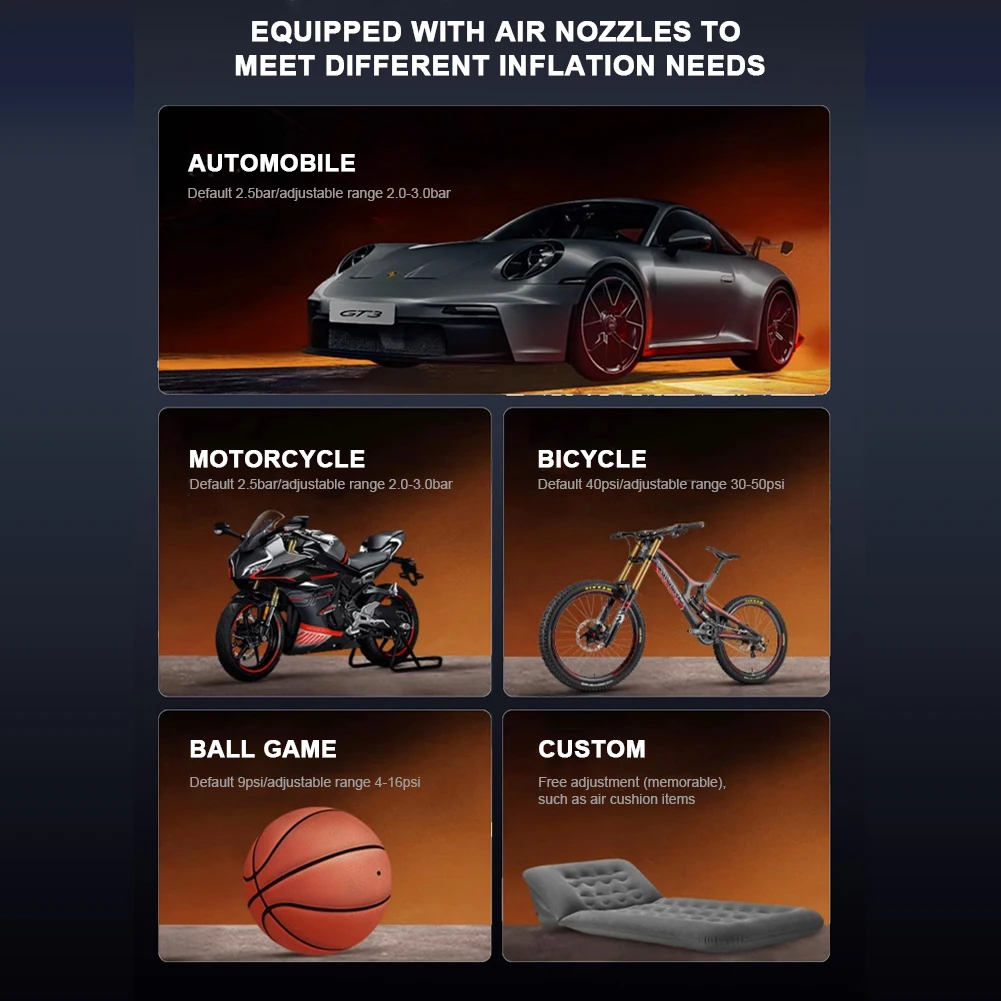 

Портативный воздушный насос, высокоточный портативный воздушный компрессор, цифровой дисплей, ручной надувной насос для автомобиля, мотоцикла, велосипедного мяча