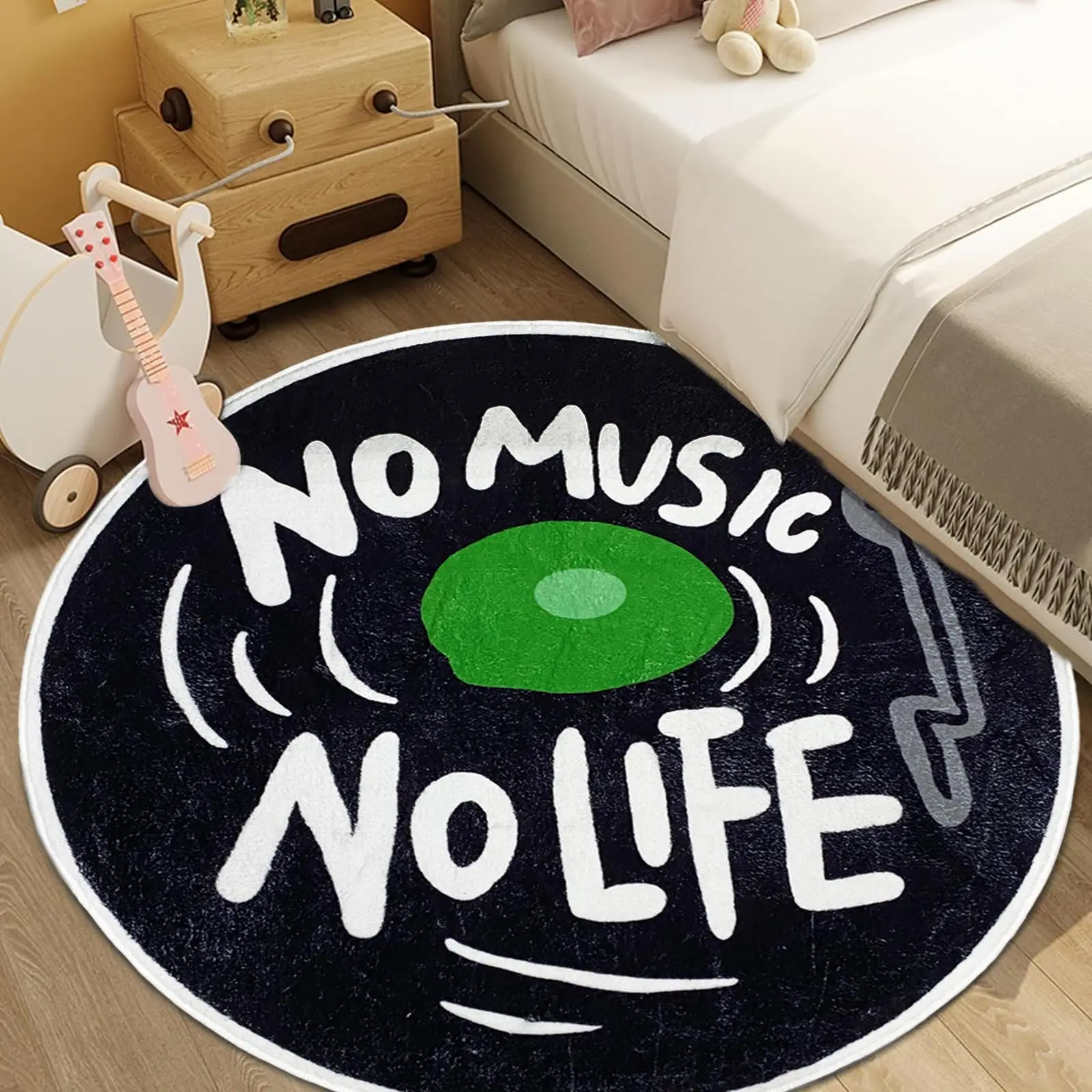

Round CD Carpet Music Records Area Rug Modern Letter Floor Carpet Non Slip Area Rugs