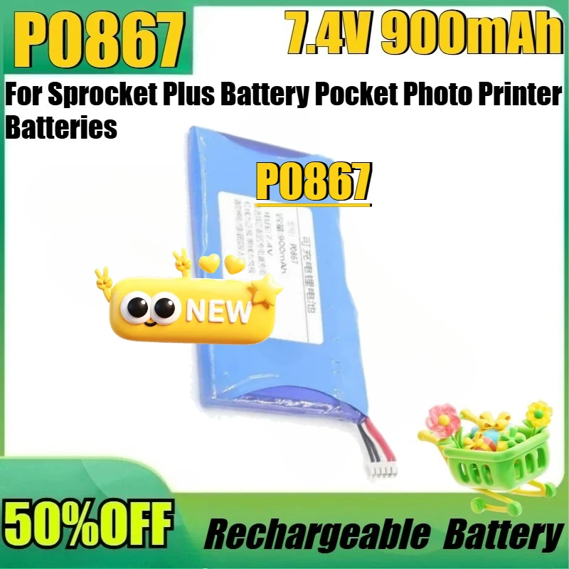 

New High Quality for Sprocket Plus Battery Pocket Photo Printer Batteries New P0867 523946 7.4V 900mAh Replacement Battery