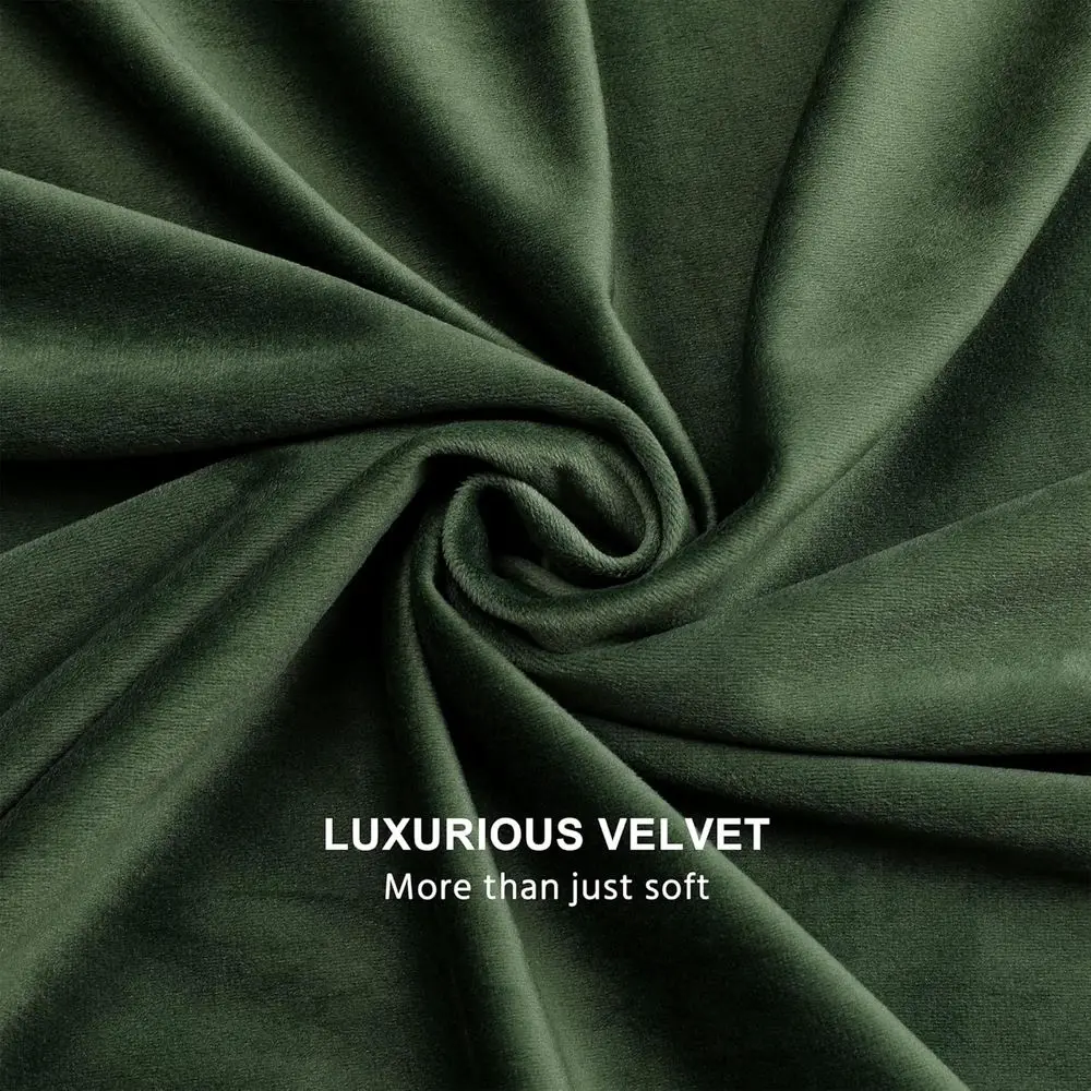 ผ้าม่านกันแสงสีเขียวกำมะหยี่สำหรับห้องนอน ขนาด 52x108 นิ้ว แผงกรองแสงและกันเสียง ชุด 2 ชิ้น