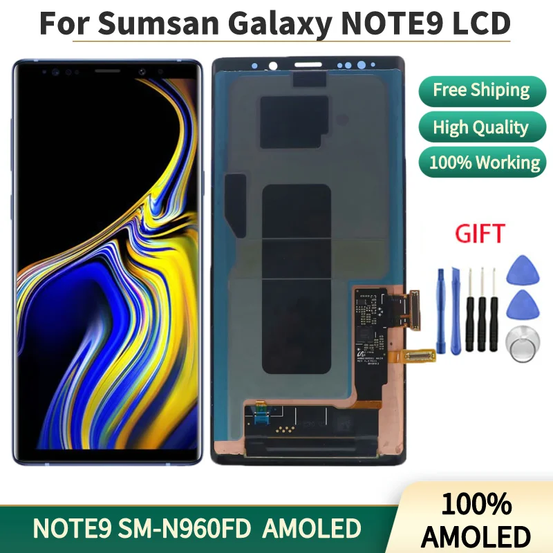 

Super Amoled Display for SAMSUNG Galaxy, LCD Touch Screen Repair Parts, NOTE9, SM-N960, N960F, 100%