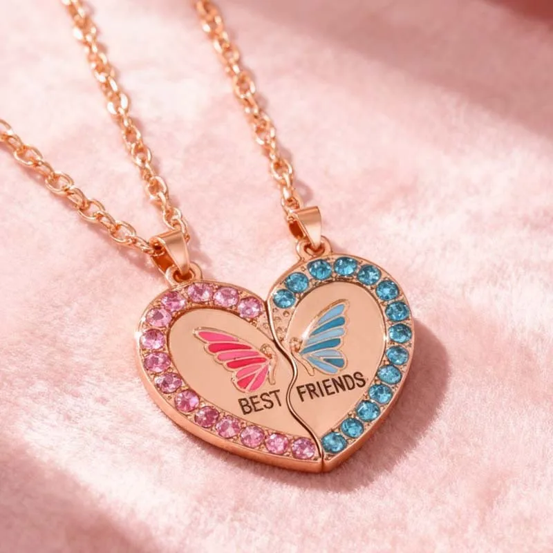 European and American Cross-Border Fashion Letter Best Friend Forever Bff Heart Splicing Necklace