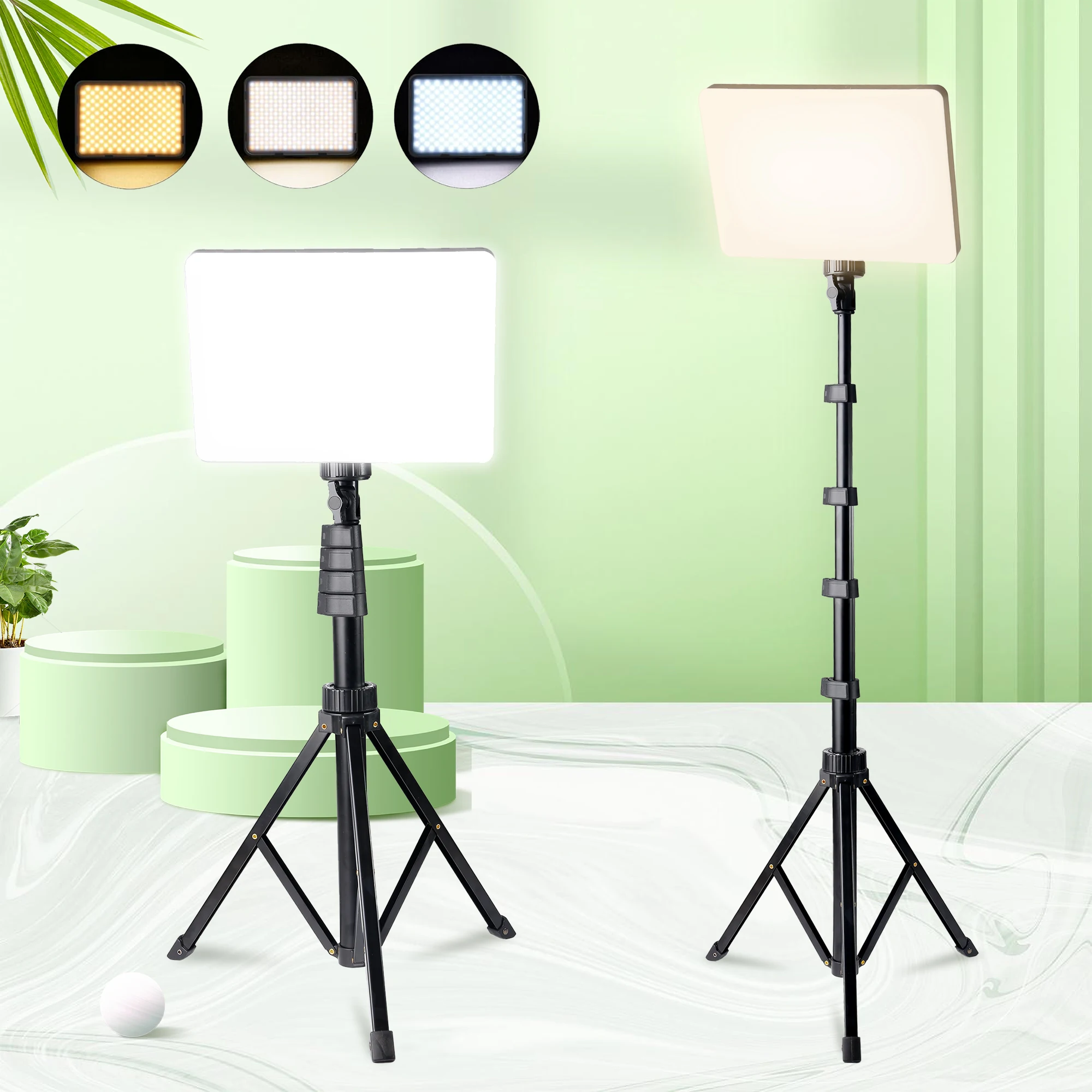 

LED Rectangular Video Light Dimmable Continuous Photography Lighting Kit , Long Arm Tripod Stand for Photo Studio Desktop