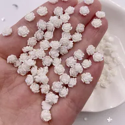 6mm 8mm AB Resin Pearl Clear 3D Rose Flower Crystals Gems Flatback Rhinestone Scrapbook Figurines Applique Nail Art Decor Crafts