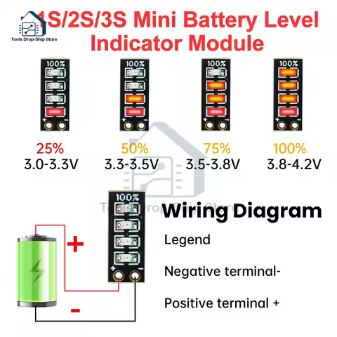 1S/2S/3S Mini Battery Level Indicator Module Lithium Battery Power Indicator Module Mini LED Battery Level Display Light