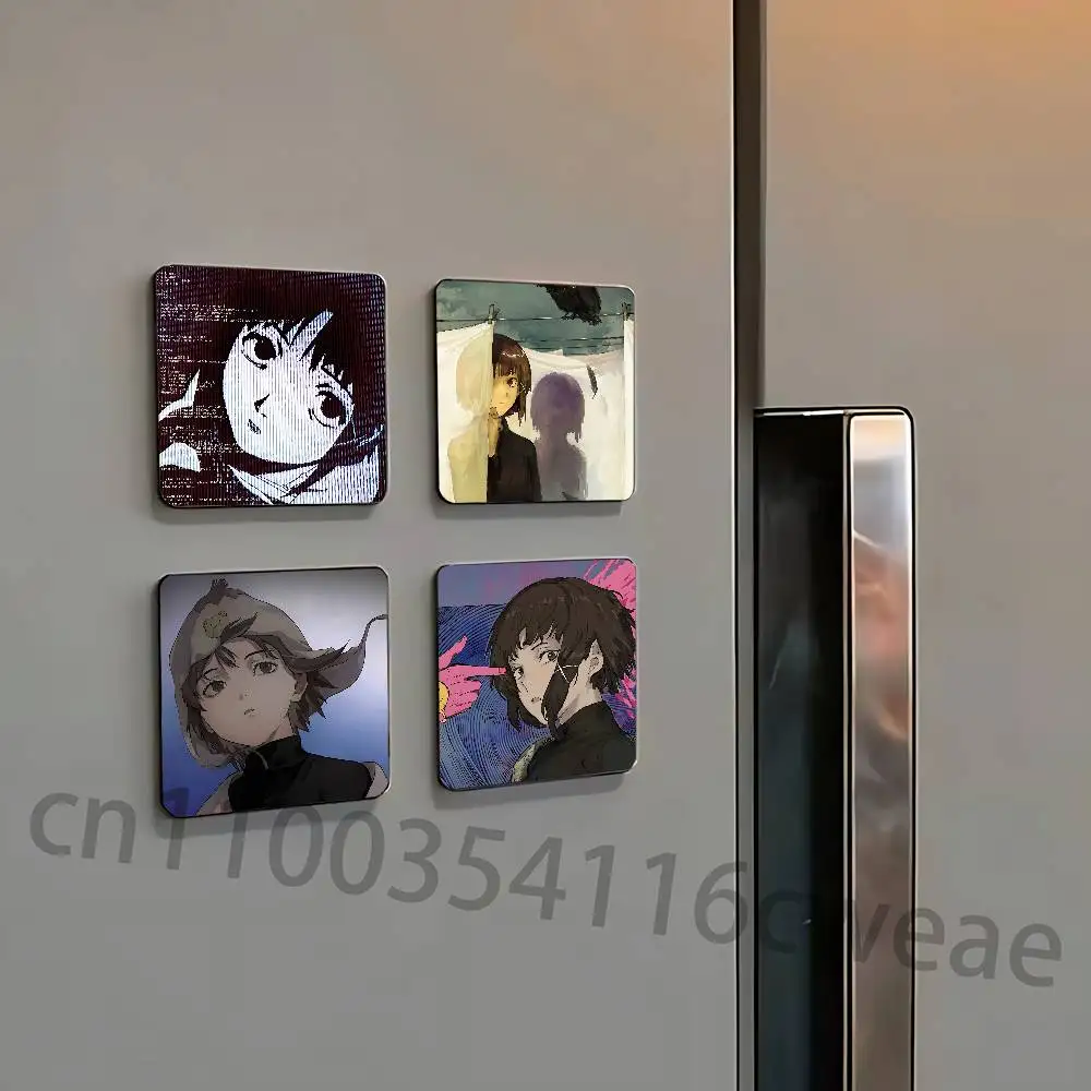 Serial E-Experiments Lain Fridge Magnets Refrigerator Card Kitchen Metal Icebox Cabinet Magnetic Cards