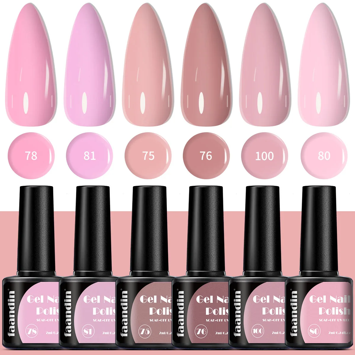 6Pcs/Set Faandin 0.24oz*6 Bottles Gift Box Set, Solid Color Pearlescent Gel Nail Polish Set, Rich Colors, Selected in Purple, Red, Nude Tones, Dazzling Nail Polish Set, High-Quality Nail Polish, Long-Lasting, Wear-Resistant, Not Easy to Fade, Easy-To-Remove Nail Polish, Gift for Mom, Gift for Girlfriend, Perfect Gift, Wholesale Nail Polish for Nail Salons