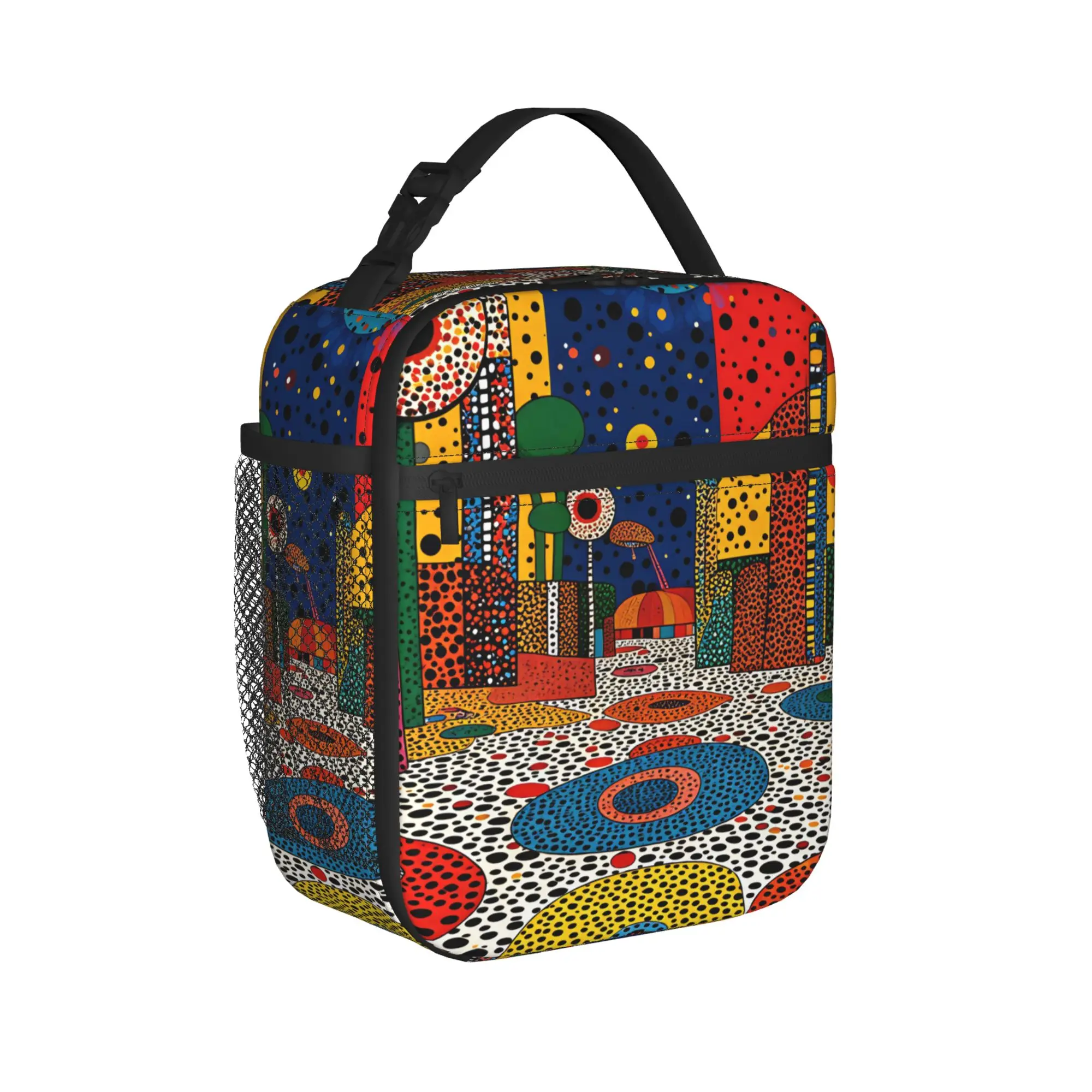 Yayoi Kusamas Lunch Bag  Leisure Lunch Box For Men Picnic Portable Cooler Bag Oxford Print Thermal Tote Handbags