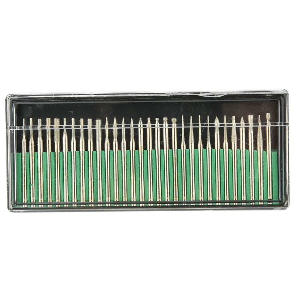 

30pcs 3.175mm Titanium Diamond Burrs Bur Bit Set Dremel Rotary Tool Drill Bit Power Tools On Jewelry