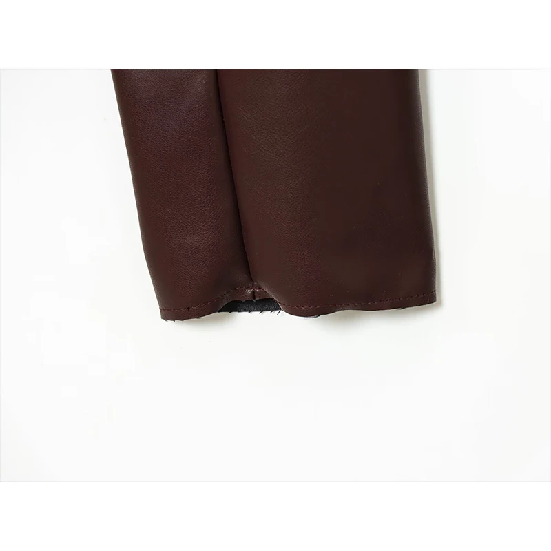 TFMLN Herbst Neue Leder Jacke Für Frauen 2025, Mode Taschen Oberbekleidung Revers Pu Mäntel Winter Streetwear Damen Tops Frauen