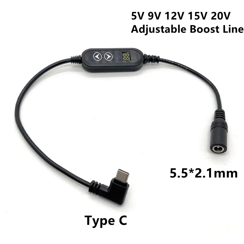 Type C To DC PD Adapter Cable Adjustable 5V/9V/12V/15V/20V Power Boost Line USB C To DC Adapter Cable