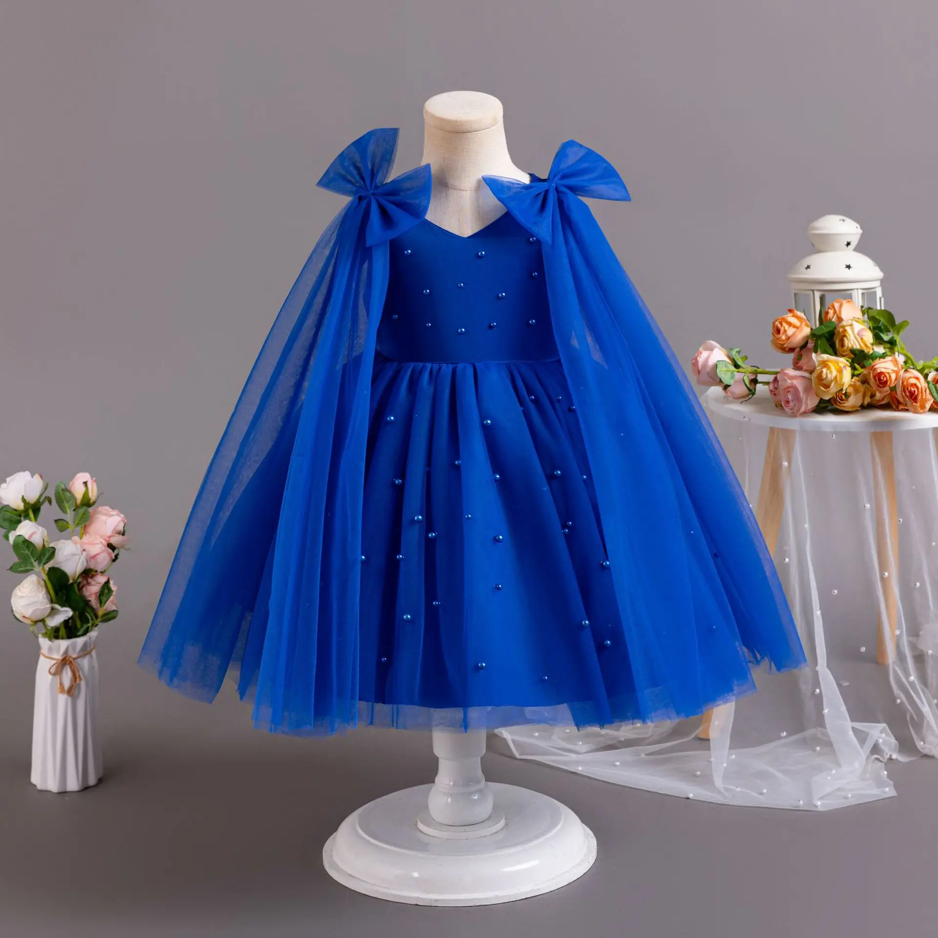 2024Children Evening Dresses for Girls One year old Kids Birthday Party Luxury Fluffy Ball Gown Wedding Prom Formal Flower Dress