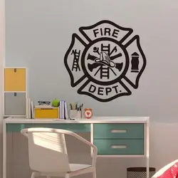 Fire Department Wall Sticker Fire DEPT Firefighter Fire Truck Man Cave Wall Decal Boys Room Bedroom Vinyl Home Decor P416
