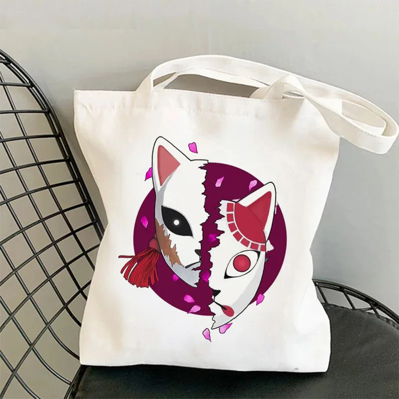 Fashion Demon Slayer Anime Printing Ladies Handbag Canvas Casual Shoulder Bag Eco Large Capacity Shopping Bag Schoolbag