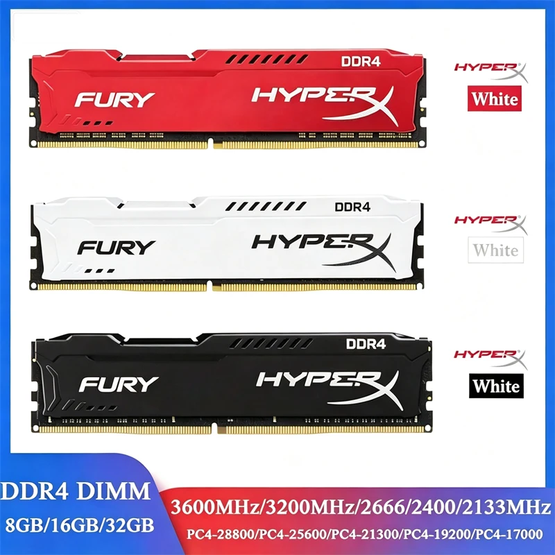 hyperx-fury-8gb-ddr4-ram-16gb-4gb-2133mhz-2400mhz-2666mhz-12v-3200mhz-135v-ddr4メモリ-dimm-288ピン-デスクトップram