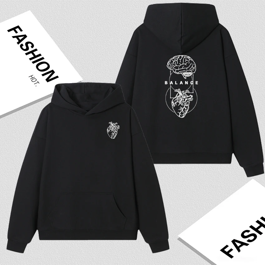 

Autumn Winter Men's Women Novelty Brain Balance Gym Long sleeve Streetwear Oversized Sweatshirt Loose Trendy Fleece HoodieUnisex