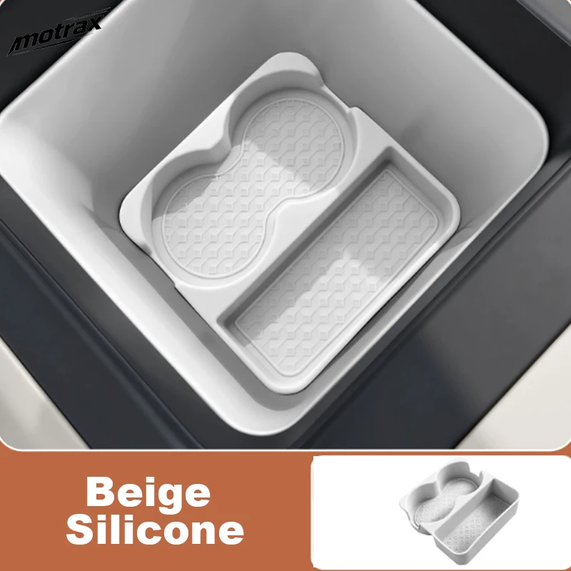 For BYD ATTO 3 EVO Yuan Plus 2026 2027 Car Central Control Refrigerator Water Cup Holder Silicone Pad Anti-slip Storage Box