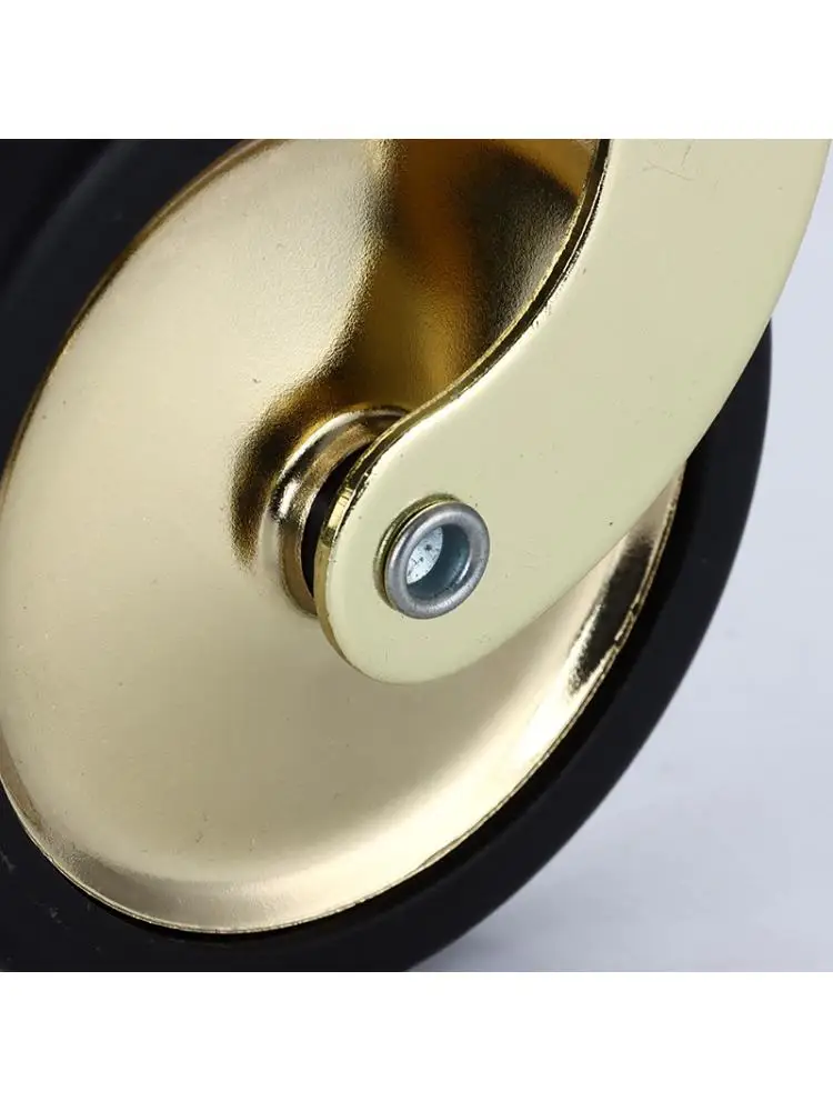 (4 Packs) 3-inch Screw Stem Gold Brake Dining Wheel & Swivel Pp Caster Hand Push Silent Wheel Furniture Caster