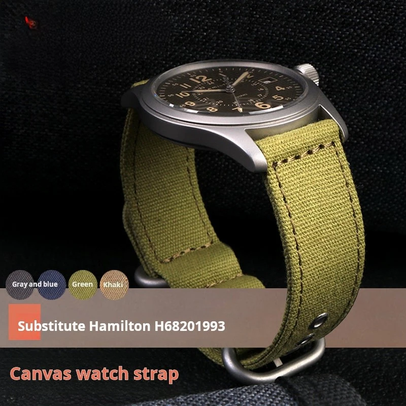 20mm 22mm Quick Release Men Watchband For Hamilton Khaki H68201993 Timex Citizen Canvas Replacement Watch Strap Gray Blue Nylon