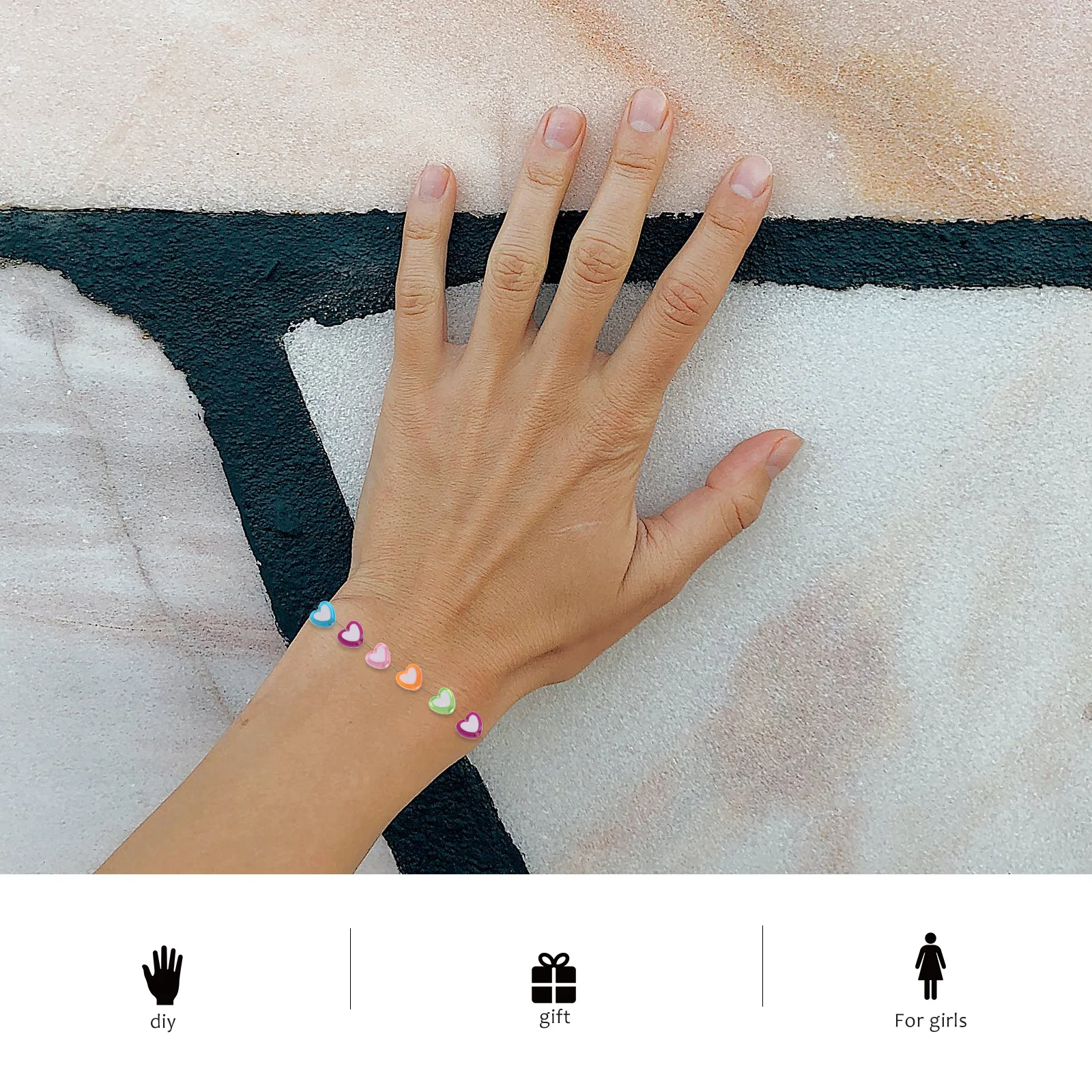 400 قطعة من الخرز على شكل قلب ملون DIY خرز فضفاض لصنع المجوهرات وقلادة وسوار حرفي للأطفال هدية نشاط للأطفال #1