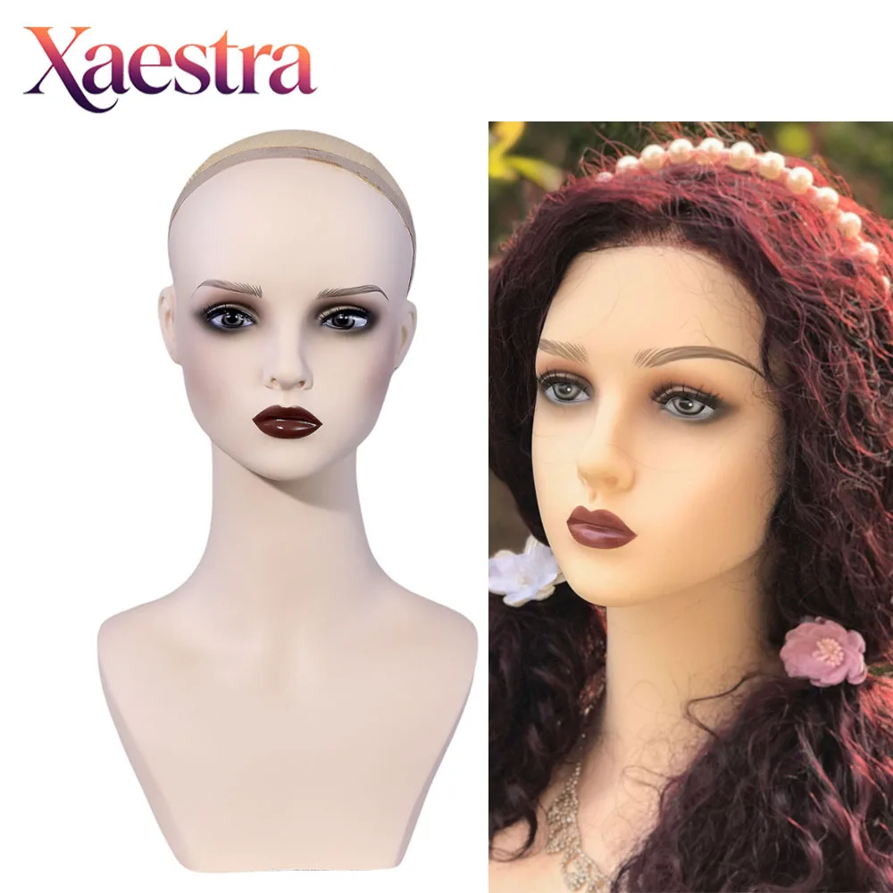 Dark Smoky Eye Wig Display Mannequin Head With Anti Slip Hair Net,Tripod Mounting Hole For Showing All Kinds Short & Long Wigs