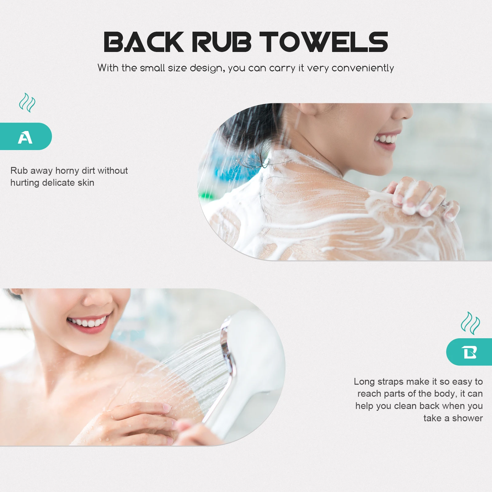 

3pcs Loofah Bath Towel Exfoliating Back Scrubber Long Strap Dead Skin Removal Shower Washing Body Care Supplies