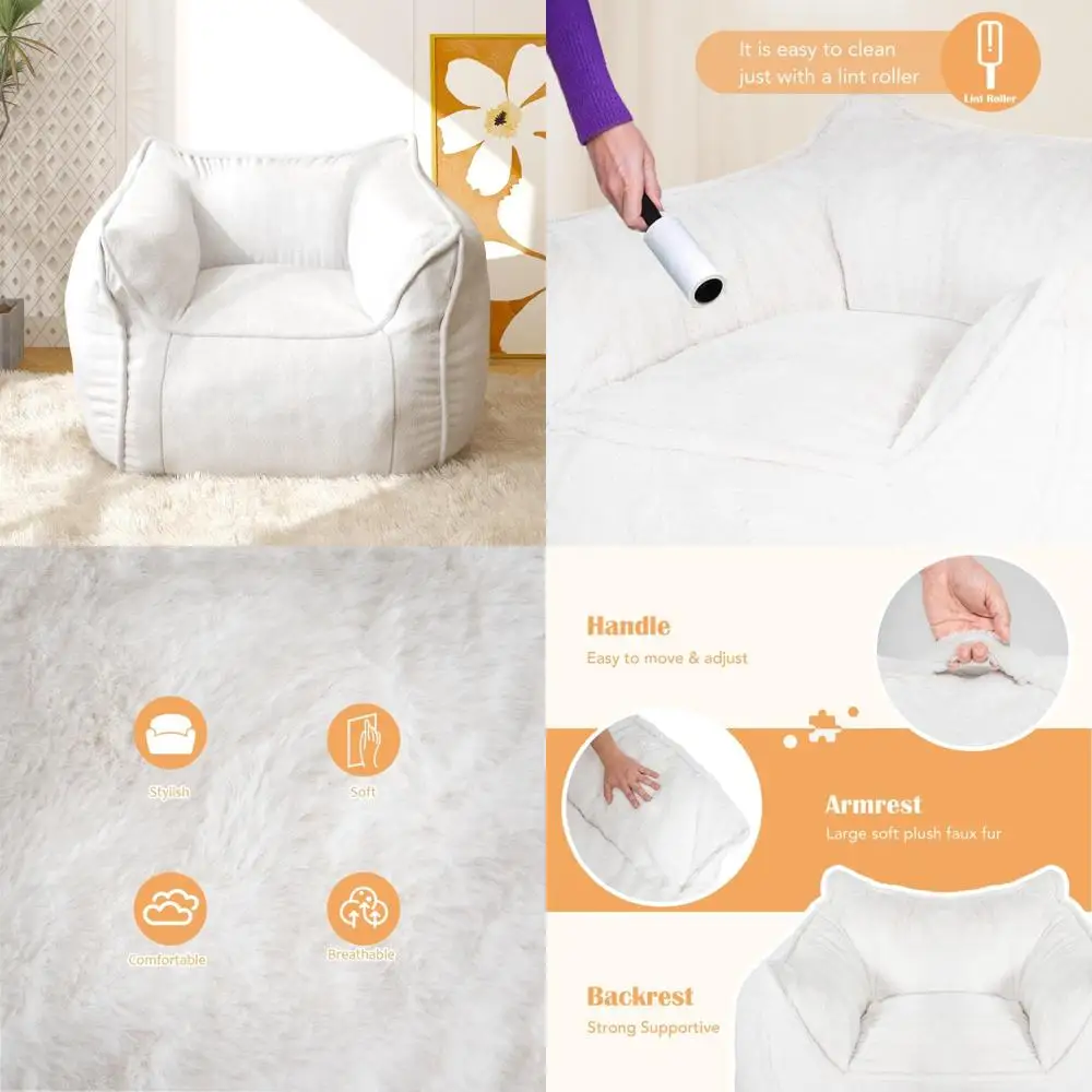 

Giant Comfortable Bean Bag Chair with Armrests for Teens and Adults, Ideal for Bedrooms and Living Rooms