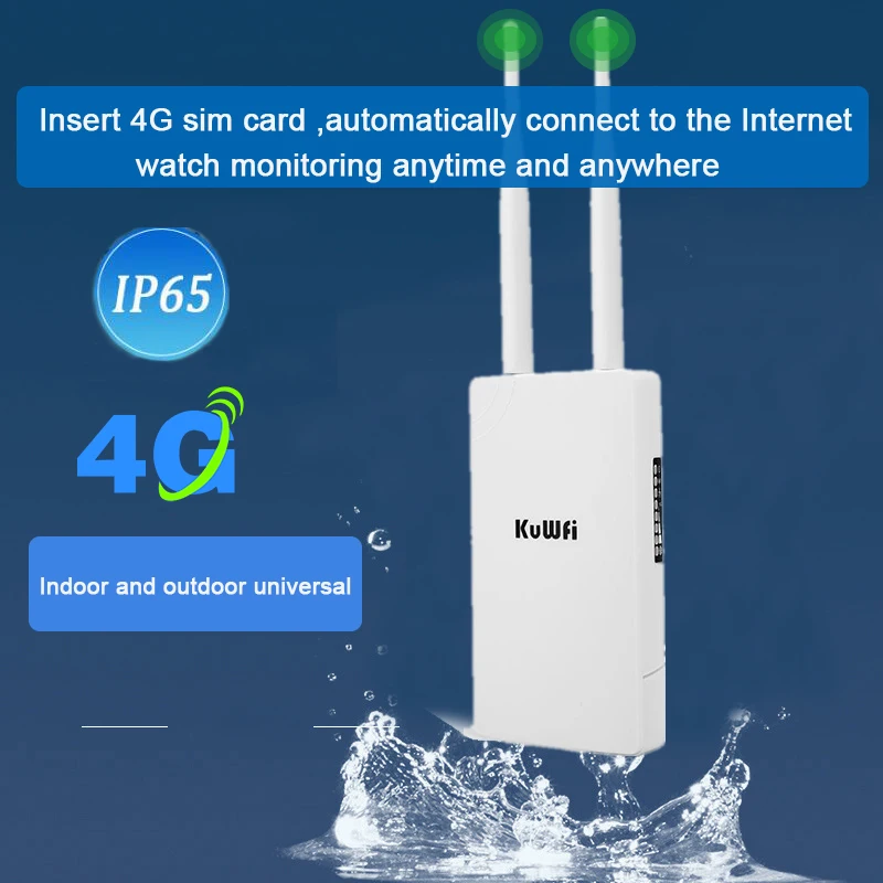 KuWFi Waterproof Outdoor 300Mbps WiFi Router CAT4 4G LTE Routers 3G/4G SIM Card Router Modem for IP Camera/Outside WiFi Coverage