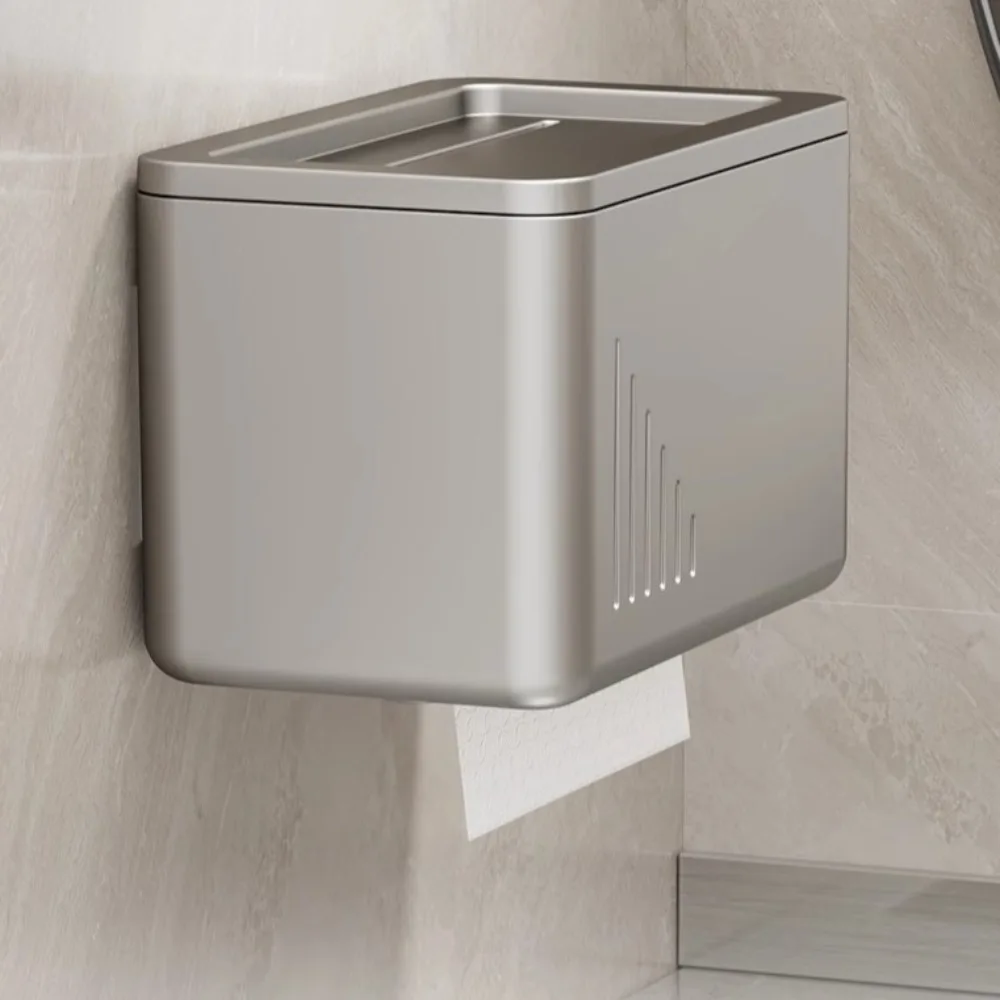 

Plastic Toilet Tissue Box Multifunctional Light Luxury Toilet Paper Roll Storage Non Perforated Square Wall Mounted Storage Box
