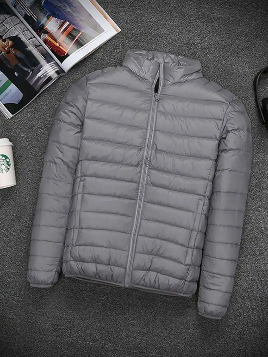 

New Lightweight down Cotton Jaet Men's ort Sle Versatile Lightweight Stand Collar Hat Thin Medium Young Large Size Autu...