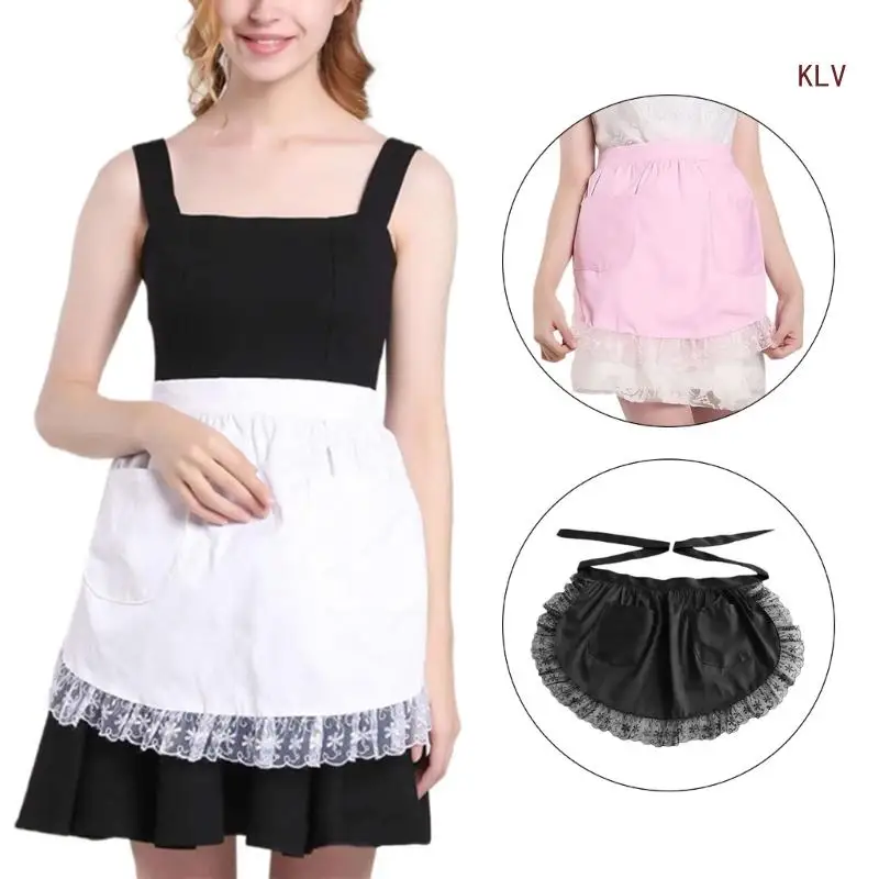 

Ruffled Maid Waist Apron, Maid Costume Apron Half Apron, Kitchen Cooking Waist Apron Ruffled Waist Apron Maid Costume