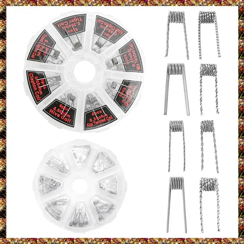 BTCL 48Pcs/Set Single Coils Platte Iron-Chromium-Aluminum Heating Wire Resistance Premade Prebuilt Coil Hot Wire Replacement