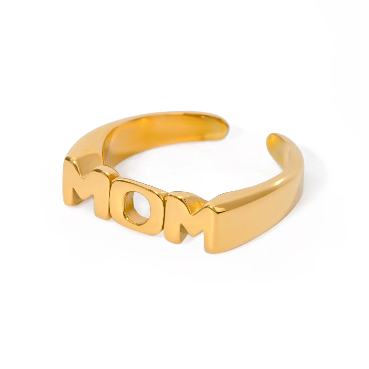 Stainless Steel PVD 18K Gold Plated Tarnish Waterproof MOM Ring For Woman Jewelry Wholesale INS