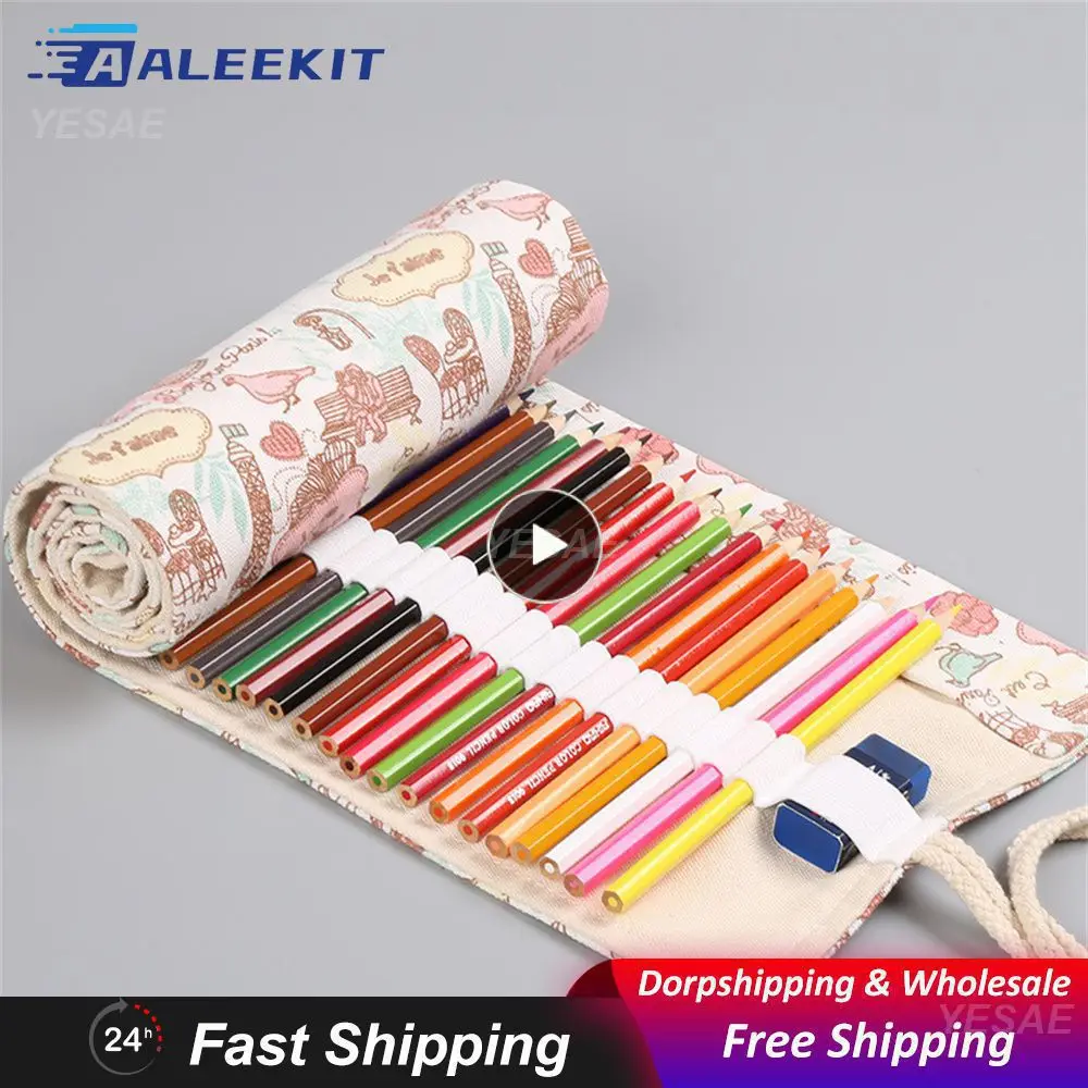 Pencil Case Save Space Has Many Uses 12 Holes Eiffel Tower Pen Curtain Storage Bag Elastic Socket Firm Thread 24 Holes